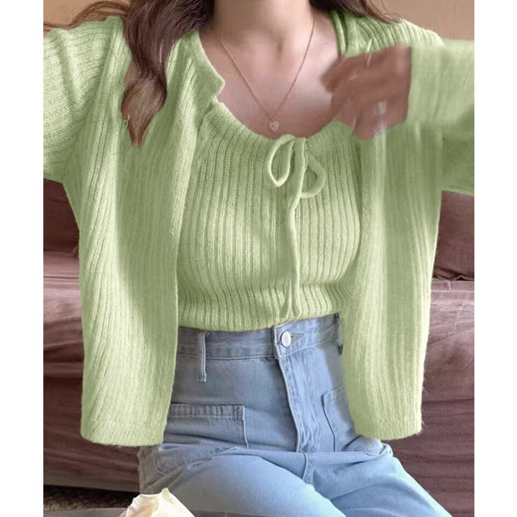 ミントグリーン | ニットカーディガンキャミソール2点セット | SUNSHINE CLOSET