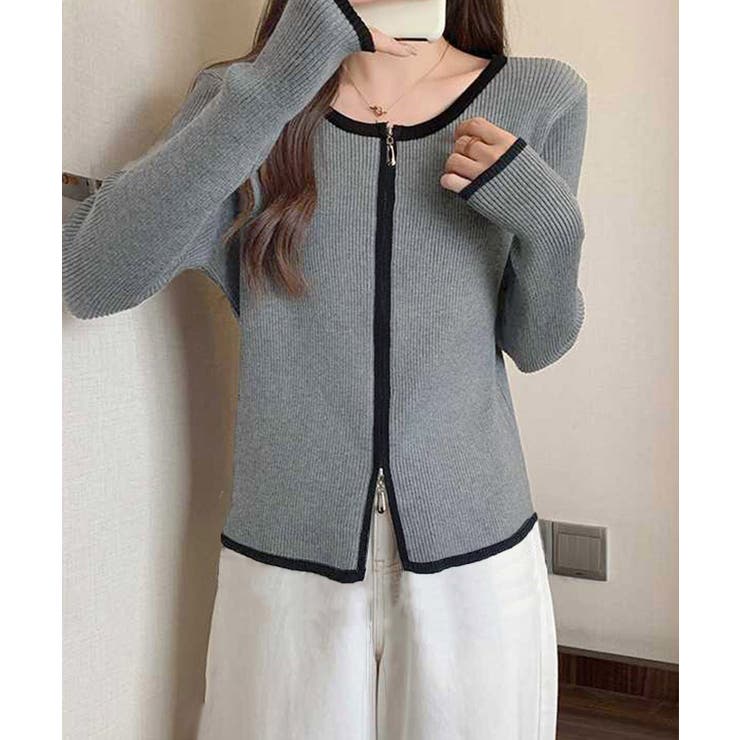 ダブルジップ 長袖ニットカーディガン | Miniministore | 詳細画像4 