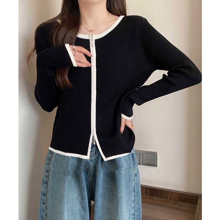 ダブルジップ 長袖ニットカーディガン | Miniministore | 詳細画像6 