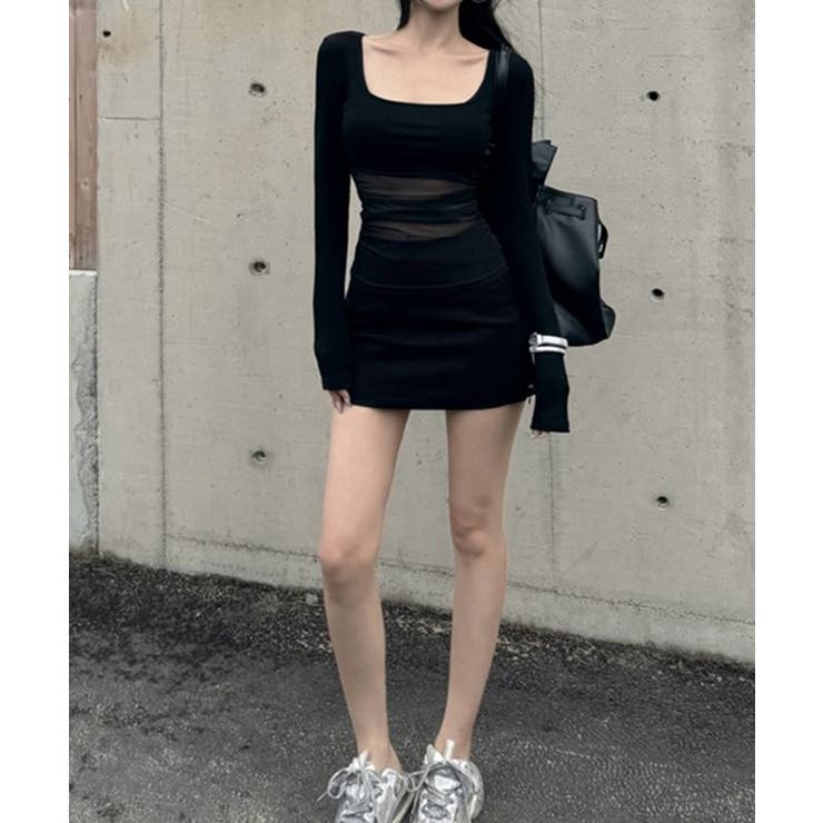 チュール切り替え 長袖Tシャツレディース | Miniministore | 詳細画像9 