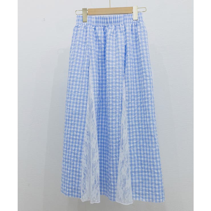 レース切り替え ロングチェック柄スカート | Miniministore | 詳細画像16 