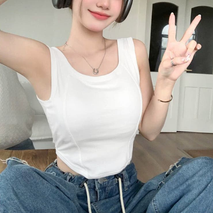 タンクトップ ショート丈無地 カップ付き | Miniministore | 詳細画像10 