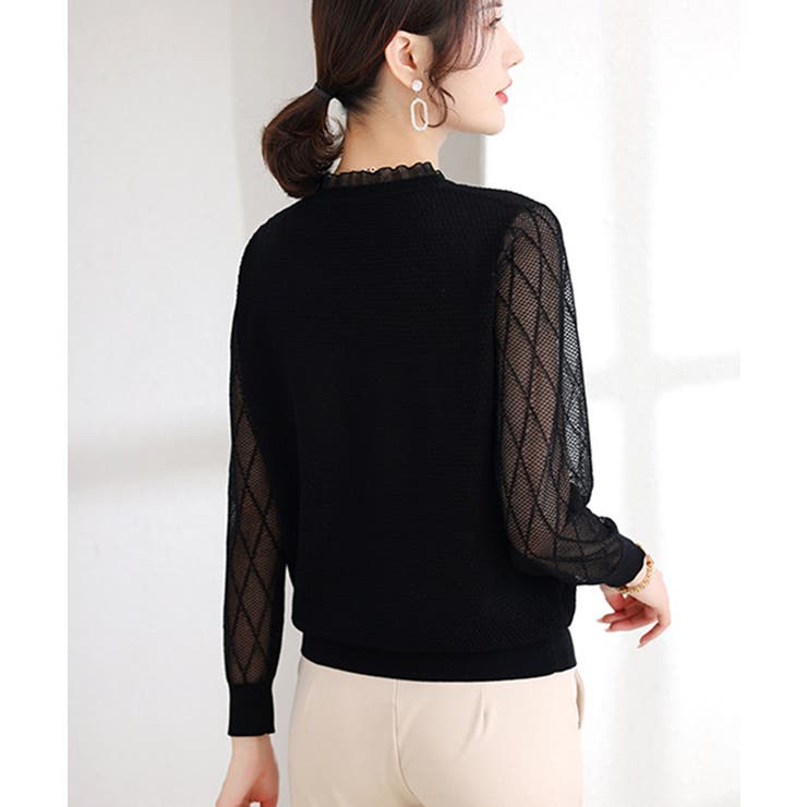 シースルー袖ニット 異素材ニットトップス | Miniministore | 詳細画像8 