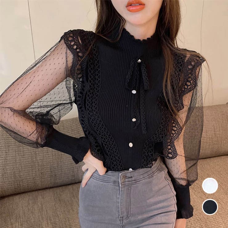 ブラウストップス プルオーバー 異素材 オフィスカジュアル | Miniministore | 詳細画像1 