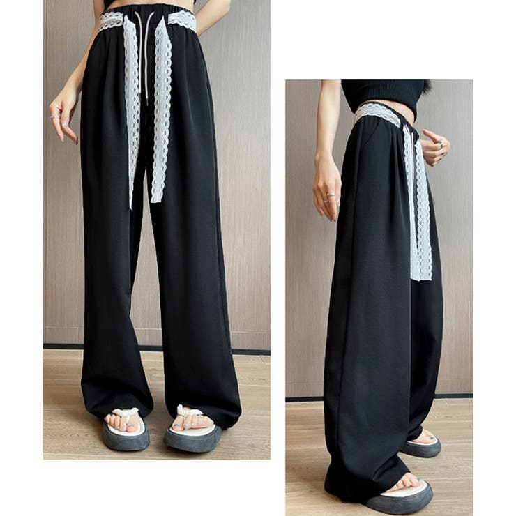 レースワイドイージーパンツ韓国風ボトムス | Miniministore | 詳細画像3 