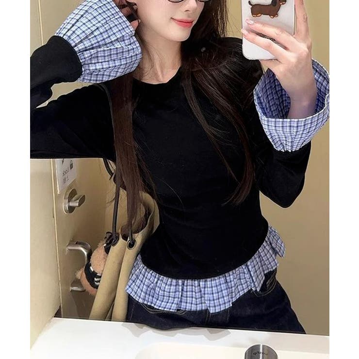 フェイク レイヤード 袖フリル トップス | Miniministore | 詳細画像2 