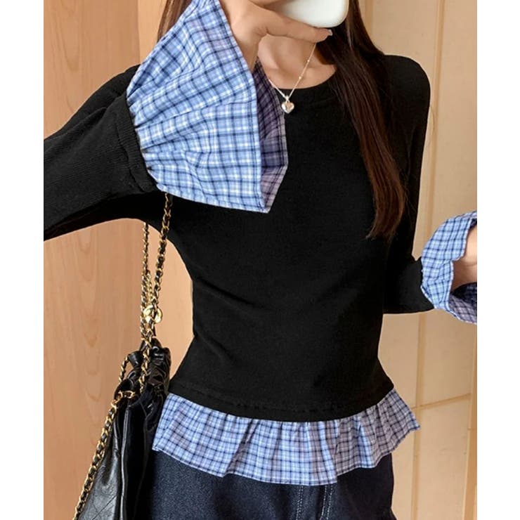 フェイク レイヤード 袖フリル トップス | Miniministore | 詳細画像4 