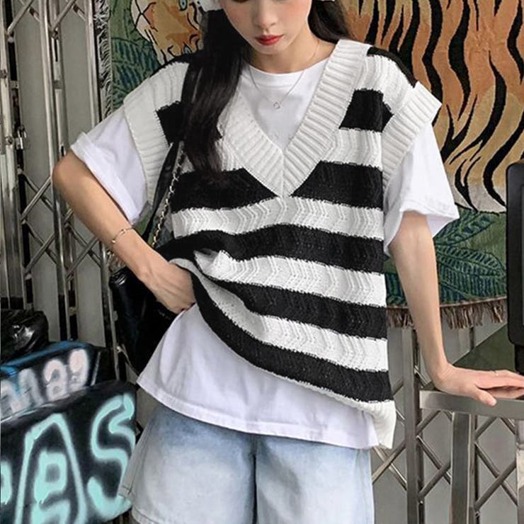 ニットベスト レディース 韓国風[品番：II000009619]｜Miniministore