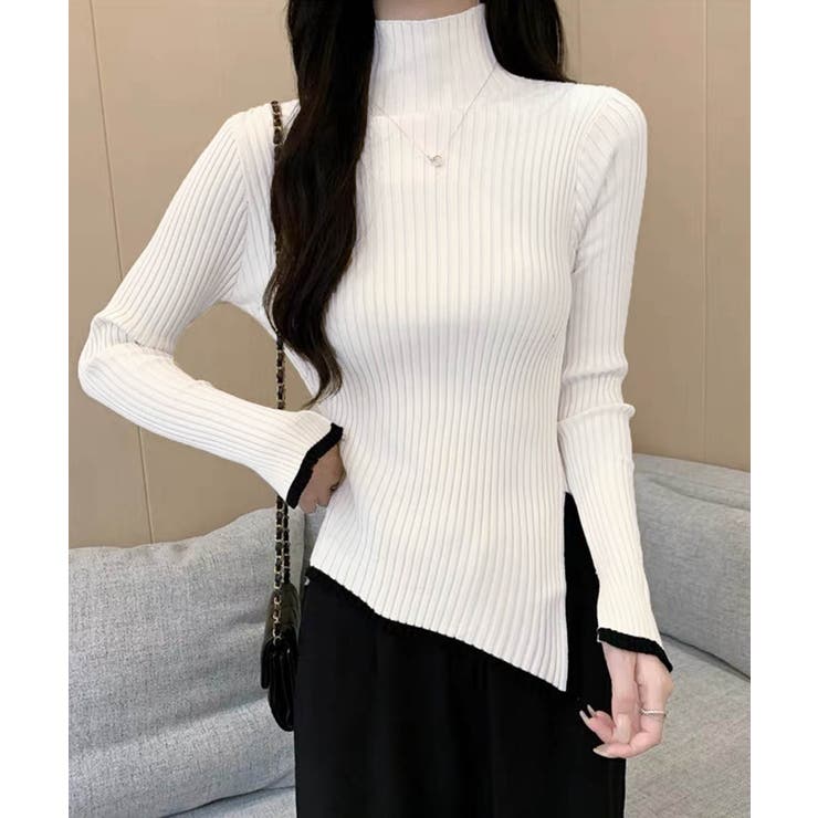 配色ハイネックニットセーター リブニット | Miniministore | 詳細画像5 