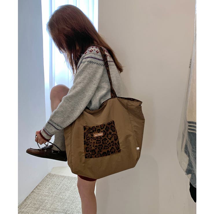 レオパード柄 リバーシブル肩掛けバッグ | Miniministore | 詳細画像5 