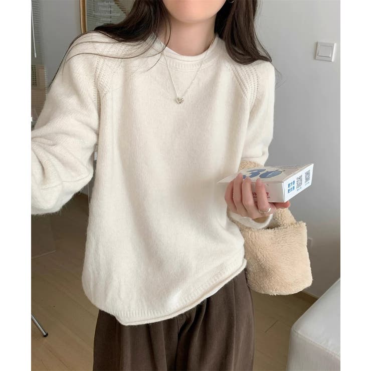 オフホワイト | セーター レディース ボリューム袖 無地 | Miniministore