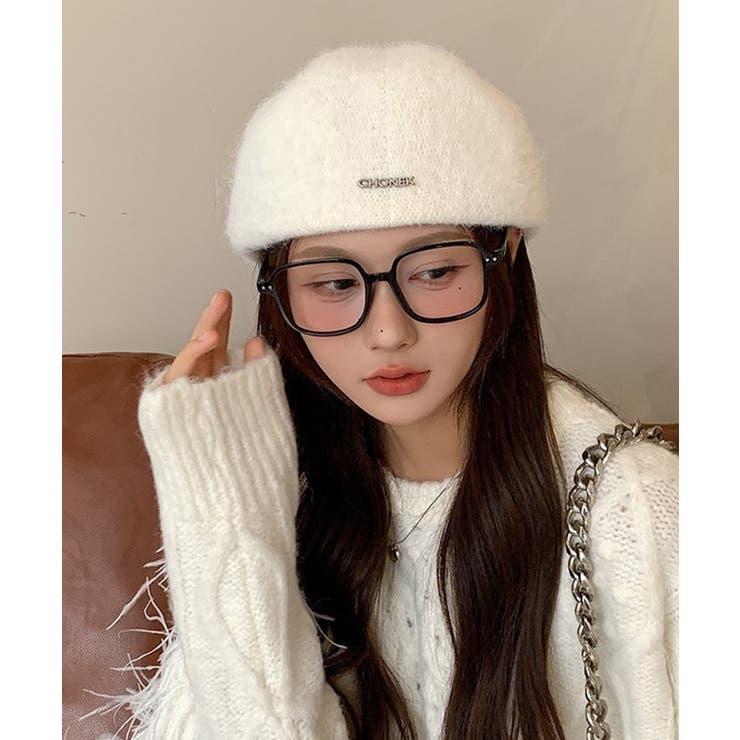 ホワイト | ベレー帽 起毛 英字ロゴ レディース | Miniministore