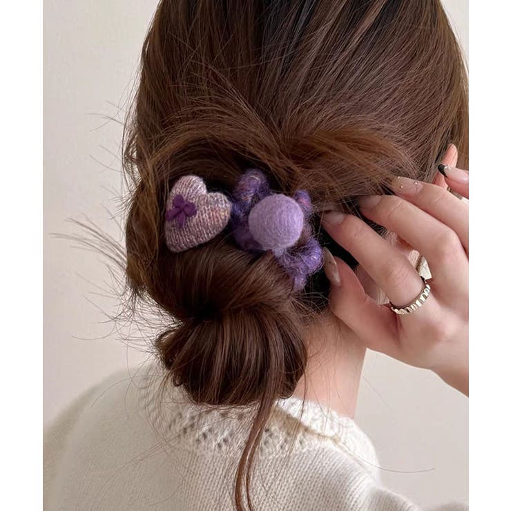 パープル | ヘアゴム スプリング きれいめ 韓国風 | Miniministore