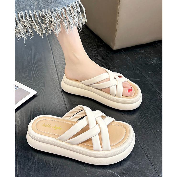 アイボリー | 厚底サンダル クロスサンダル 美脚 夏 | Miniministore