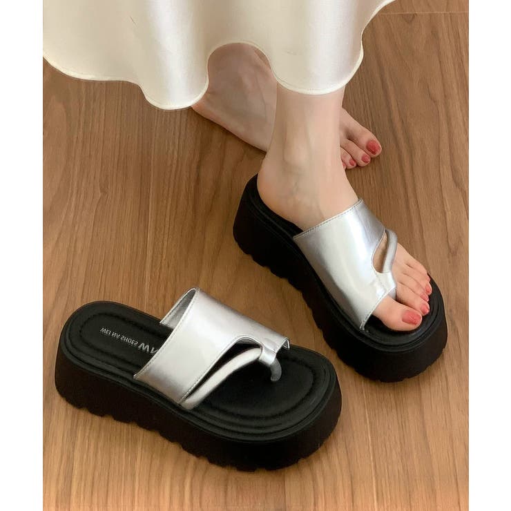 シルバー | 厚底サンダル トングサンダル レディース | Miniministore