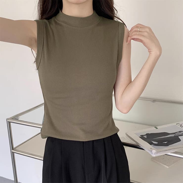 ライトブラウン | タンクトップ プチハイネック レディース | Miniministore