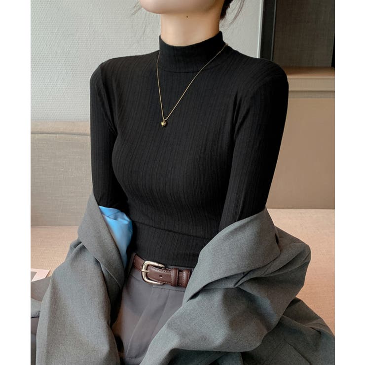 ブラック | 無地インナー レディース カットソー | Miniministore