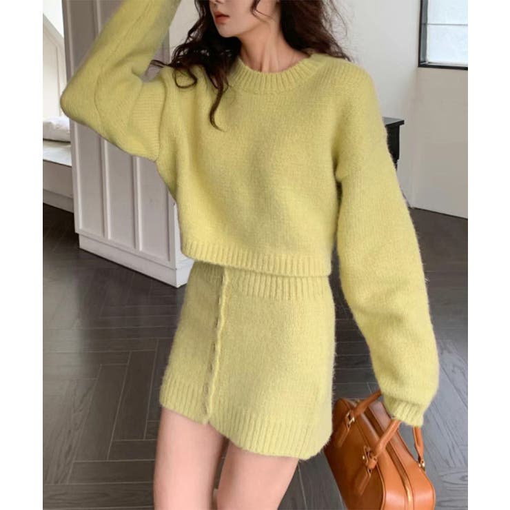イエロー | ニットセットアップ セーター スカート | Miniministore