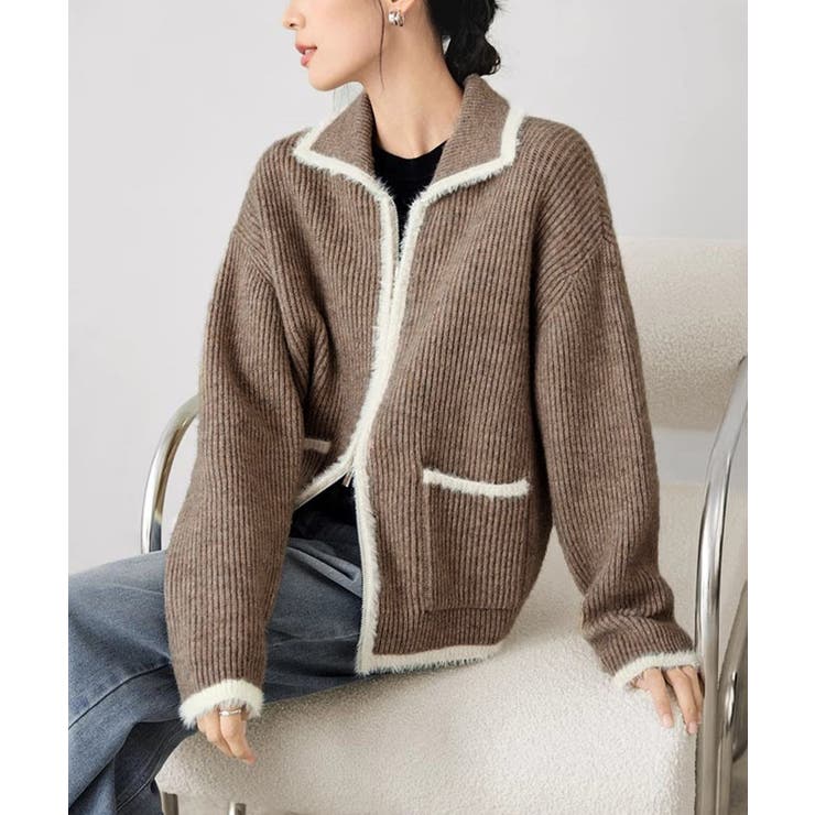 ブラウン | カーディガン 編みニット レディース | Miniministore