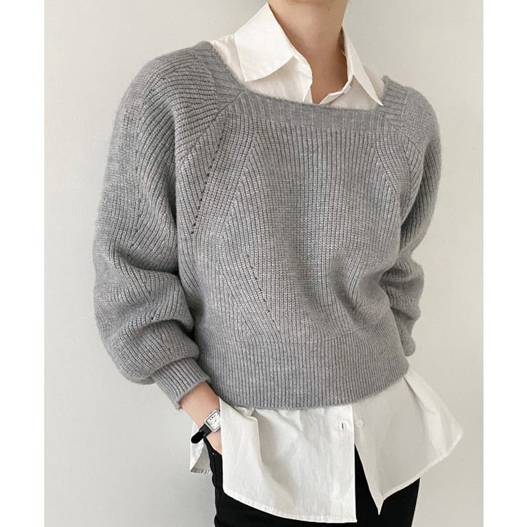グレー | ニットトップス レディース 無地 | Miniministore