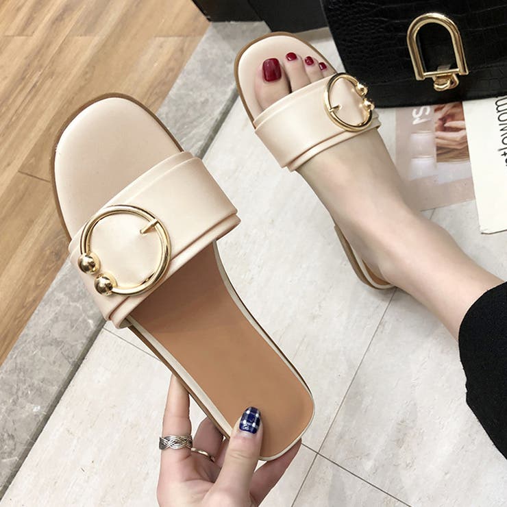 アイボリー | サンダル ミュールサンダル ローヒール夏 | Miniministore