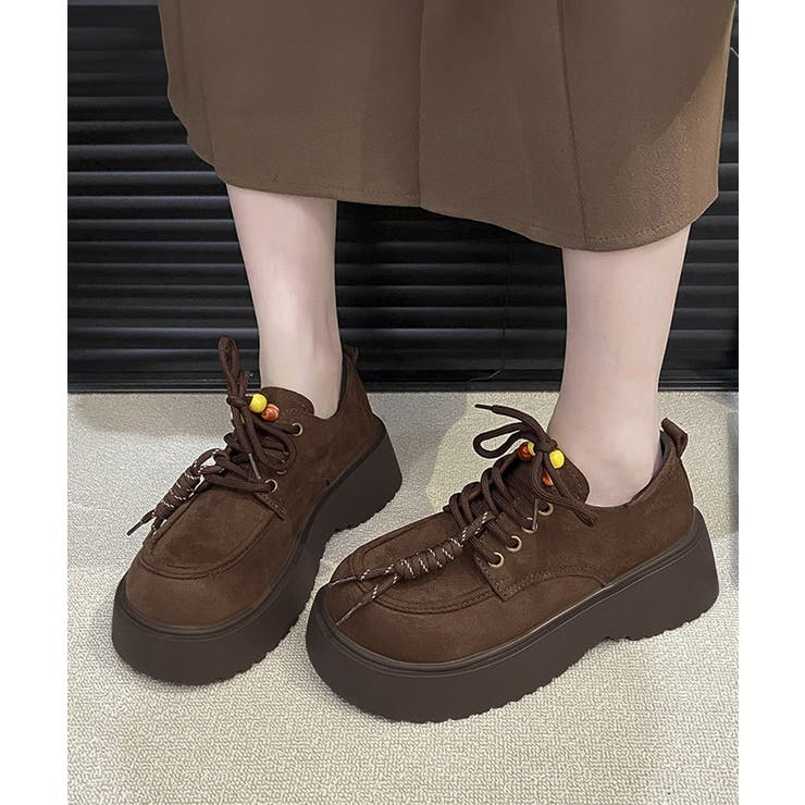 ブラウン | 厚底ローファー レースアップ 韓国風靴 | Miniministore