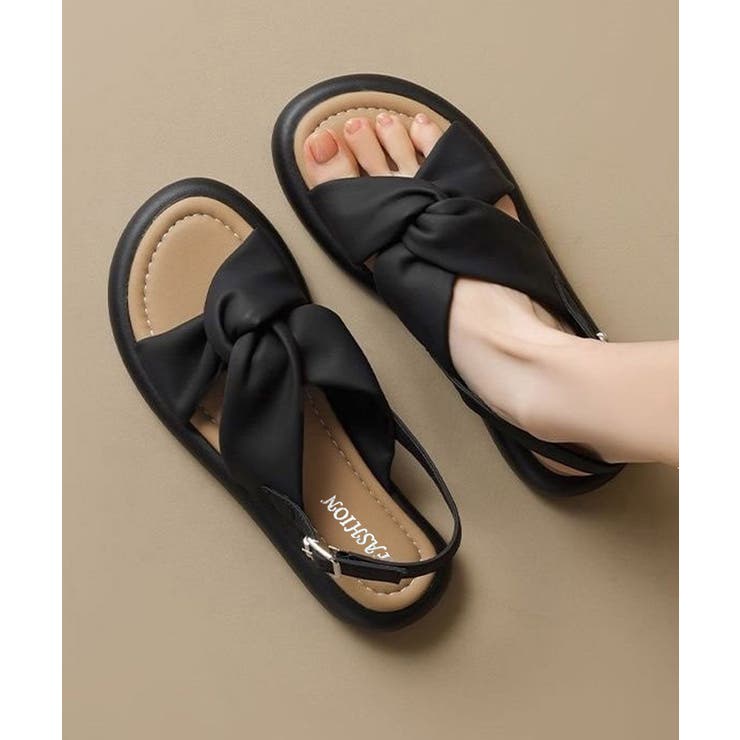 ブラック | ミュールサンダル 美脚 フラットソール靴 | Miniministore