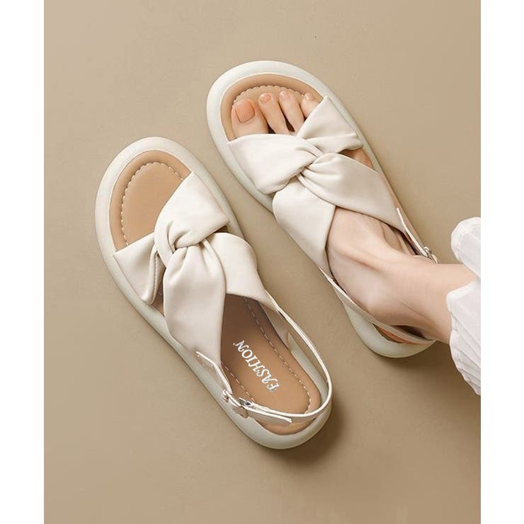 アイボリー | ミュールサンダル 美脚 フラットソール靴 | Miniministore