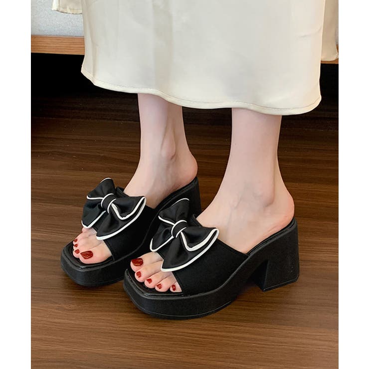 ブラック | レディース チャンキーヒール サマーサンダル | SUNSHINE CLOSET