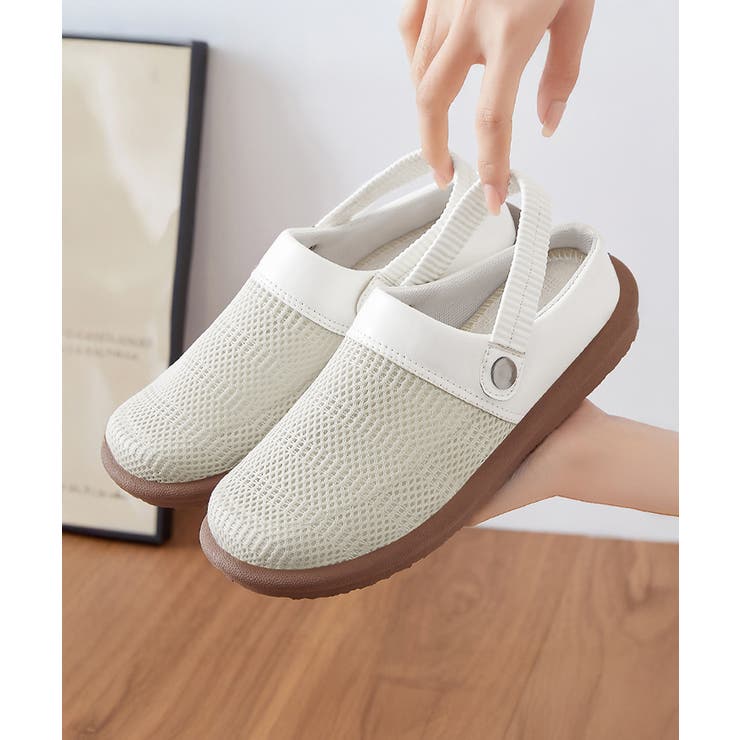 ホワイト | サボサンダル レディース メッシュ 夏 | Miniministore
