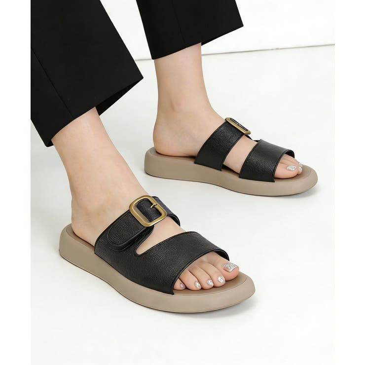 ブラック | ミュールサンダル 厚底サンダル 美脚夏靴 | Miniministore