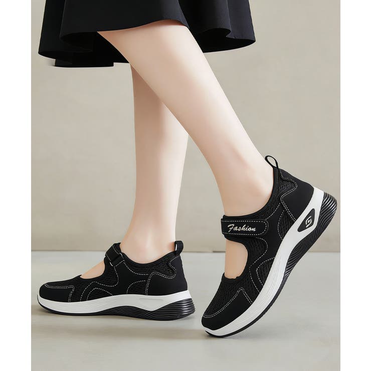 ブラック | スニーカー 軽量 通気性 コンフォート靴 | Miniministore