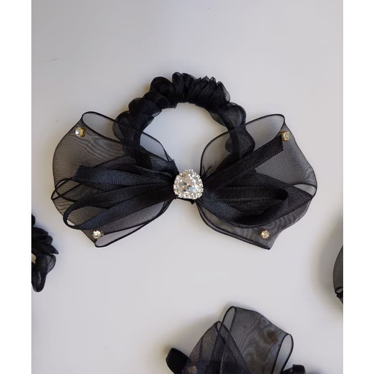 ブラック | リボンシュシュ ヘアゴム レディース | SUNSHINE CLOSET