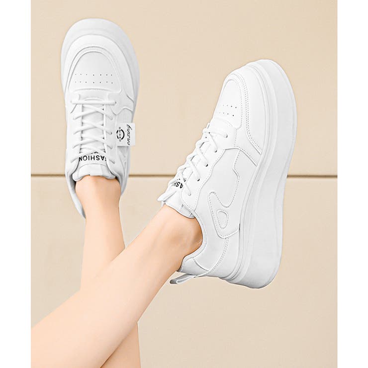 ホワイト | スニーカー レディース 厚底ボリューム靴 | Miniministore