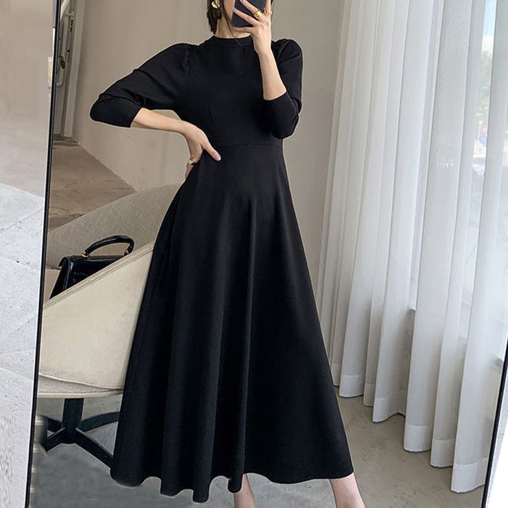 Aラインワンピース レディース 長袖 黒[品番：II000009069]｜Miniministore（ミニミニストア）のレディース ファッション通販｜SHOPLIST（ショップリスト）
