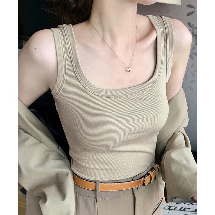 ベージュ | タンクトップ レディース 無地 Uネック | SUNSHINE CLOSET