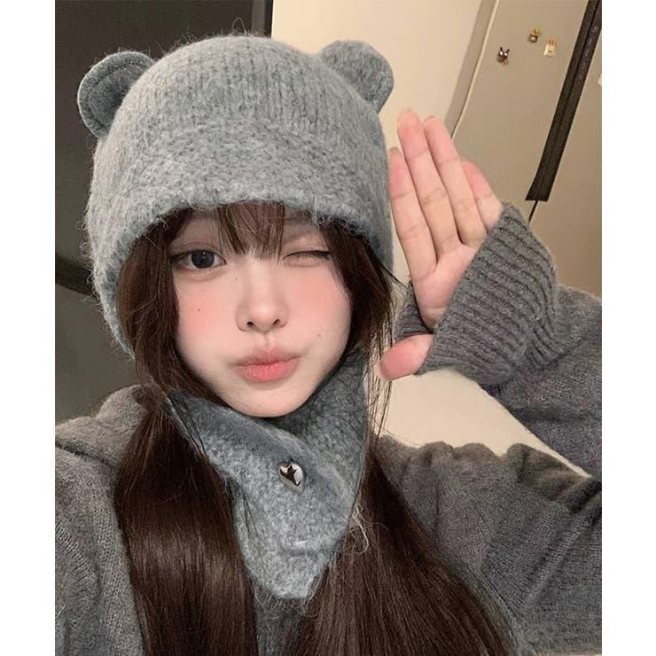 Yuria_Mrs様♡リクエスト 2点 まとめ商品 くま耳ニット帽 miniministore くま耳ニット帽 レディース帽子 韓国風