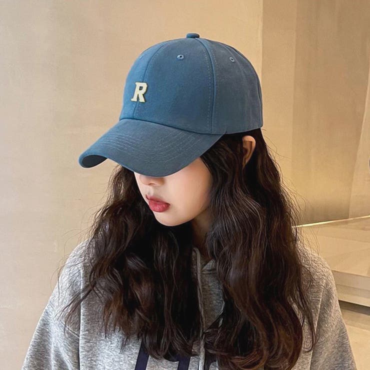 韓国 帽子 ブルー キャップ  クロスボーダー アルファベット