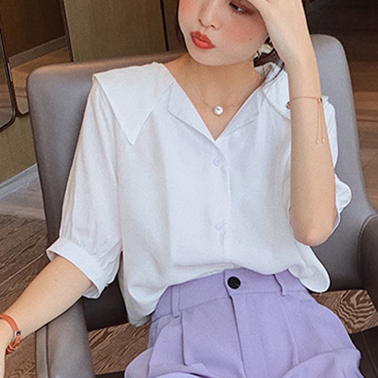 半袖シャツ レディース 無地 夏 韓国[品番：II000008508
