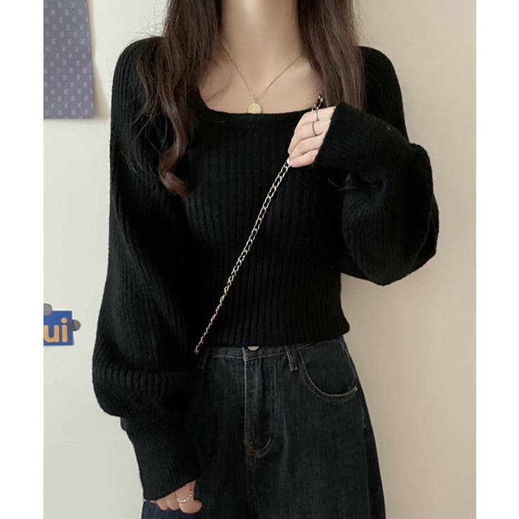 ブラック | ニットセーター 長袖トップス 韓国風 | Miniministore