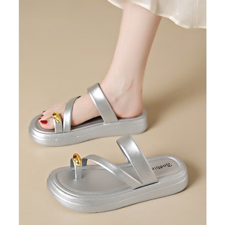 シルバー | トングサンダル ミュールサンダル 韓国風 | Miniministore