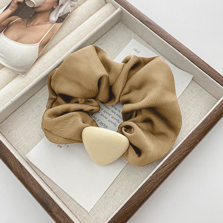 キャメル | シュシュ サテン ヘアゴム 韓国 | Miniministore