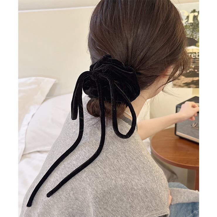 ブラック | ヘアゴム レディース シュシュ 髪飾り | Miniministore