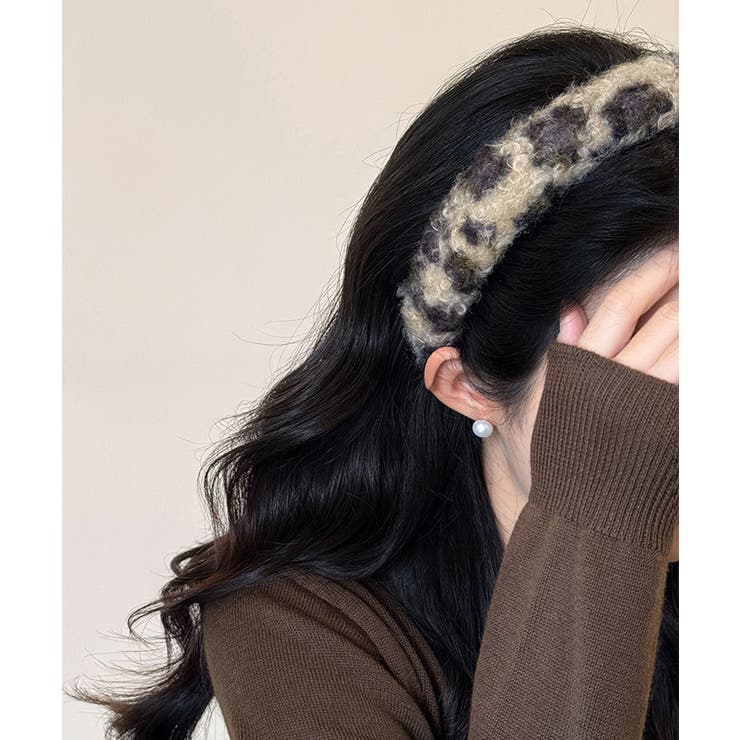 ベージュ | カチューシャ ふわふわ レオパード柄 | Miniministore