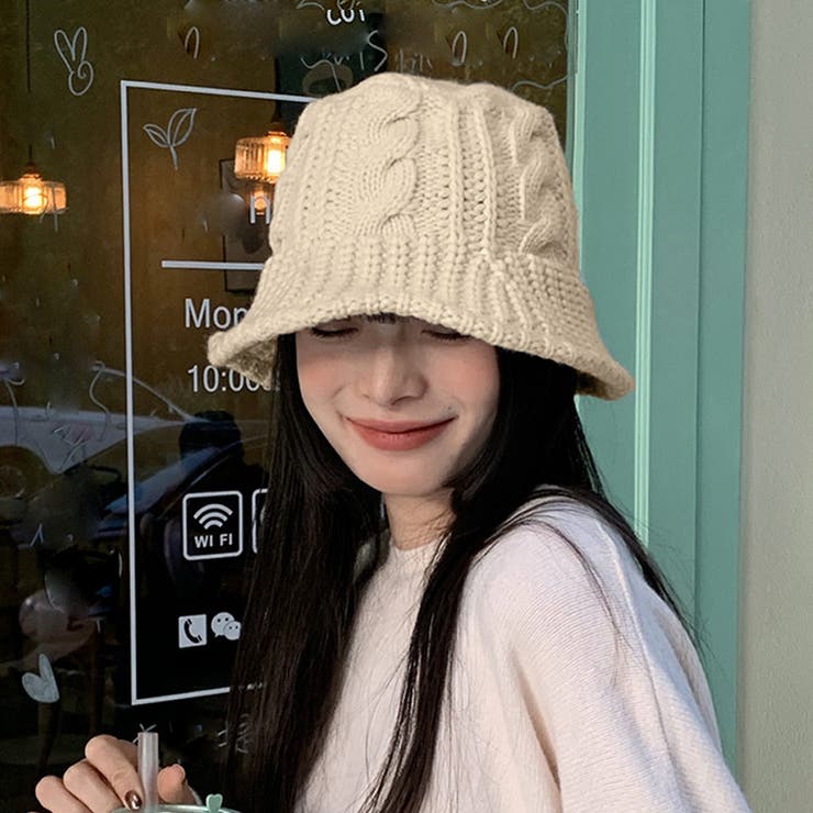 ベージュ | ニット バケットハット レディース帽子 | Miniministore