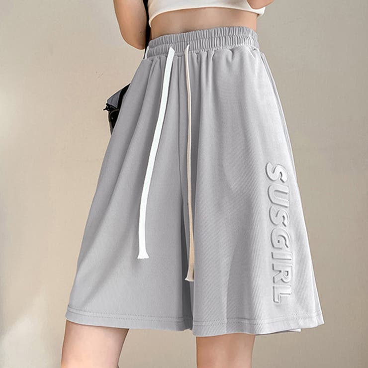グレー | ショートパンツ エンボス英字ロゴ 夏 | SUNSHINE CLOSET