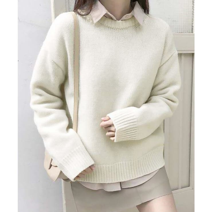 アイボリー | ニットセーター リブニット 秋冬 長袖 | Miniministore