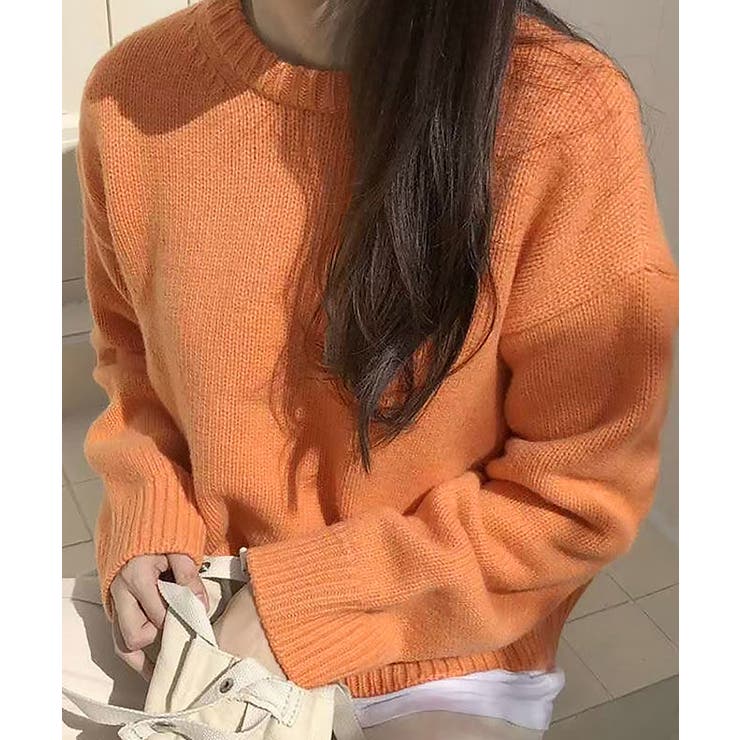 オレンジ | ニットセーター リブニット 秋冬 長袖 | Miniministore