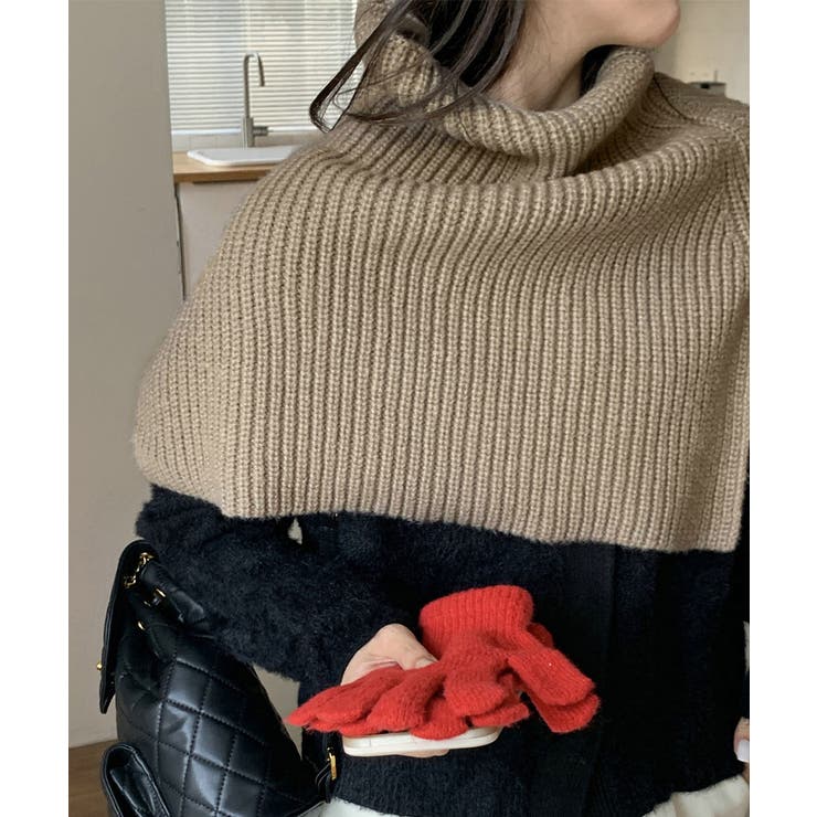 ダークベージュ | タートルネック ニットウォーマー 韓国風 | SUNSHINE CLOSET