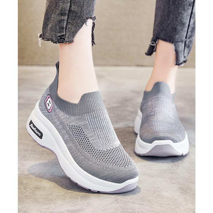 グレー | ニットスニーカー レディース 運動靴 | Miniministore